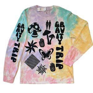 PacSun Tie-Dyed 'Gravity Trip' Graphic Long Sleeve T-Shirt Unisex Small NWT